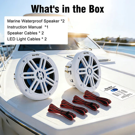 8-Inch Waterproof Marine Speakers with Blue LED Lights