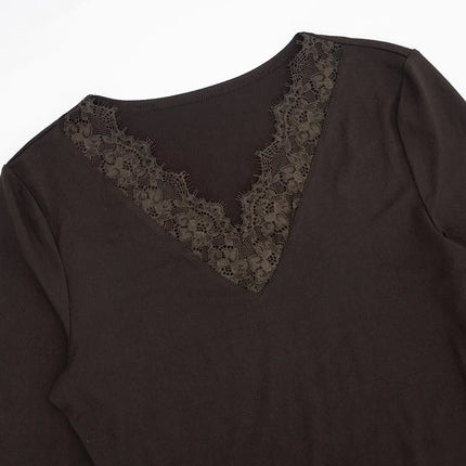 Women's Lace Patchwork V-Neck Top