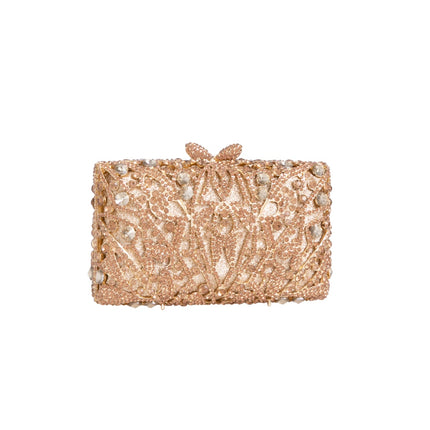 Gold Crystal Embellished Clutch Bag