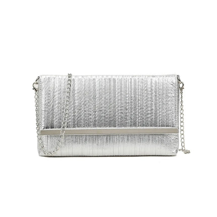 Silver Pleated Clutch Bag