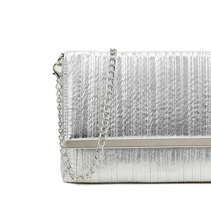 Silver Pleated Clutch Bag