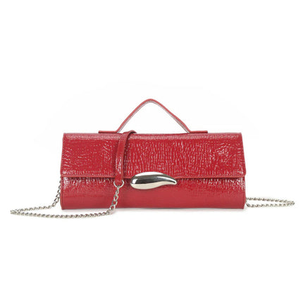 Red Croc Effect Clutch Bag