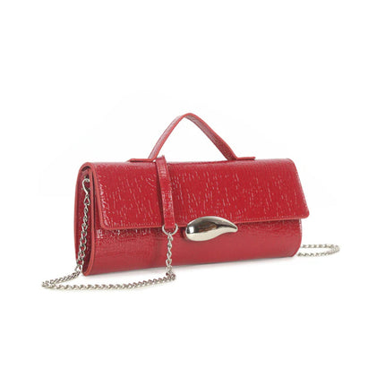 Red Croc Effect Clutch Bag