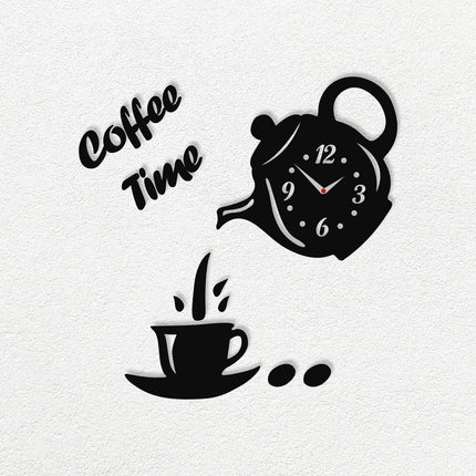 Coffee Cup Teapot DIY Acrylic 3D Decorative Wall Clock ~5415