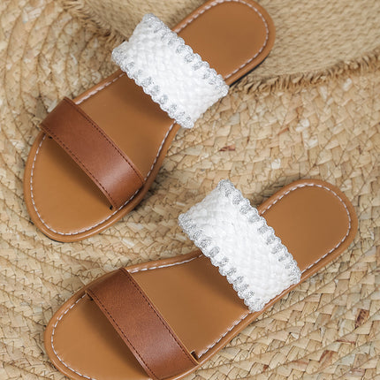Woven Strap Casual Flat Slippers