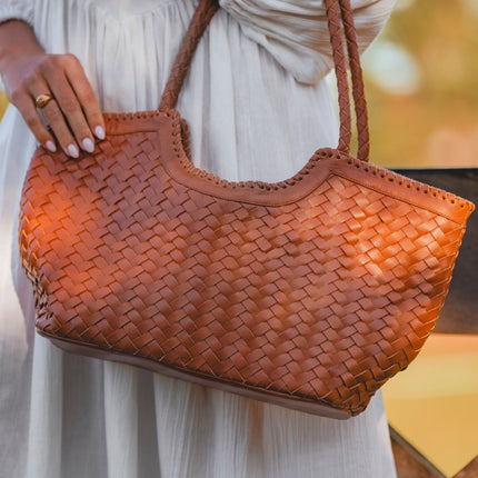 Bellagio Woven Leather Tote Bag