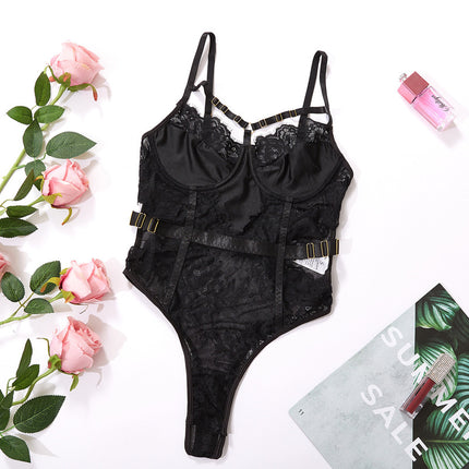 Black Perspective Integrated Bra And Pants Strap Set All details