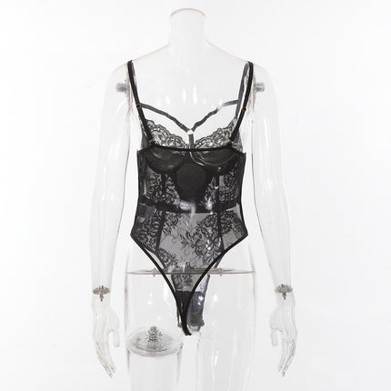 Black Perspective Integrated Bra And Pants Strap Set Back view