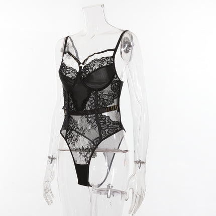 Black Perspective Integrated Bra And Pants Strap Set Side view