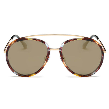 Polarized Round Brow-Bar Sunglasses
