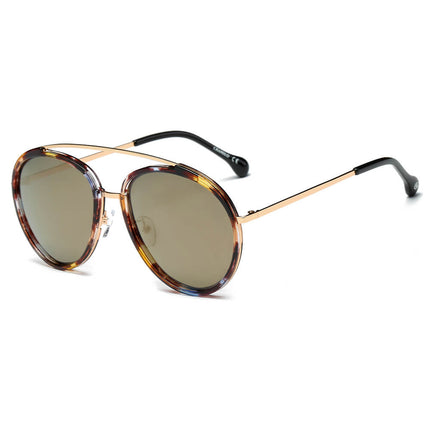 Polarized Round Brow-Bar Sunglasses