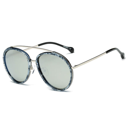 Polarized Round Brow-Bar Sunglasses