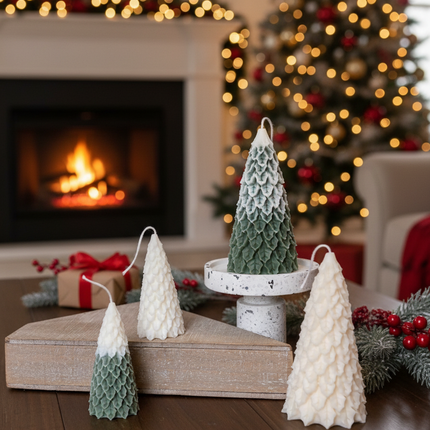 Christmas Pine Tree Candles | Festive Holiday Decor