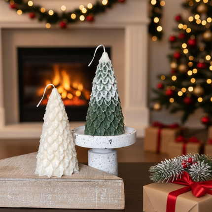 Christmas Pine Tree Candles | Festive Holiday Decor