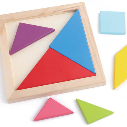 Colorful Wooden Tangram Puzzle Building Blocks