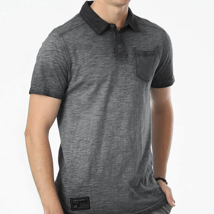 ZIMEGO Mens Short Sleeve Oil Wash Vintage Button Henley Pocket Polo T-Shirt-0