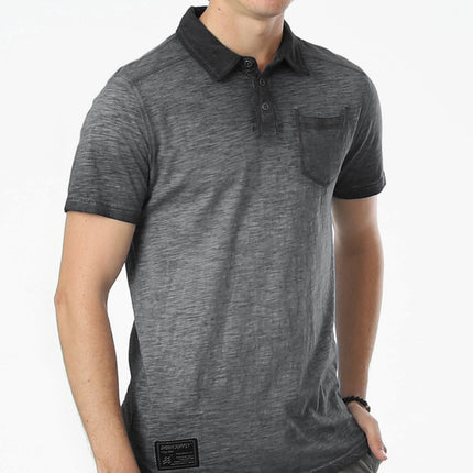 ZIMEGO Mens Short Sleeve Oil Wash Vintage Button Henley Pocket Polo T-Shirt-1