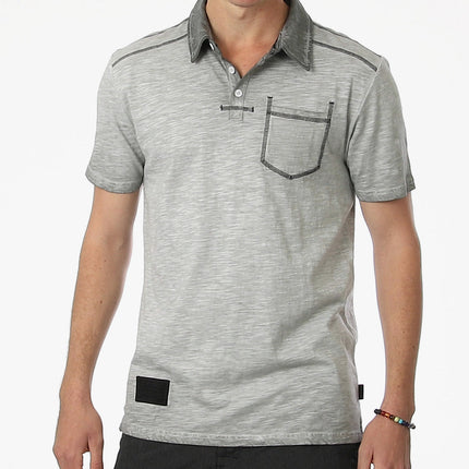 ZIMEGO Mens Short Sleeve Oil Wash Vintage Button Henley Pocket Polo T-Shirt-0