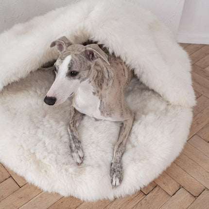 Natural Sheepskin Pet Cave - White