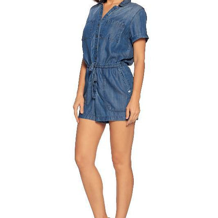 Chambray Utility Short Sleeve Romper