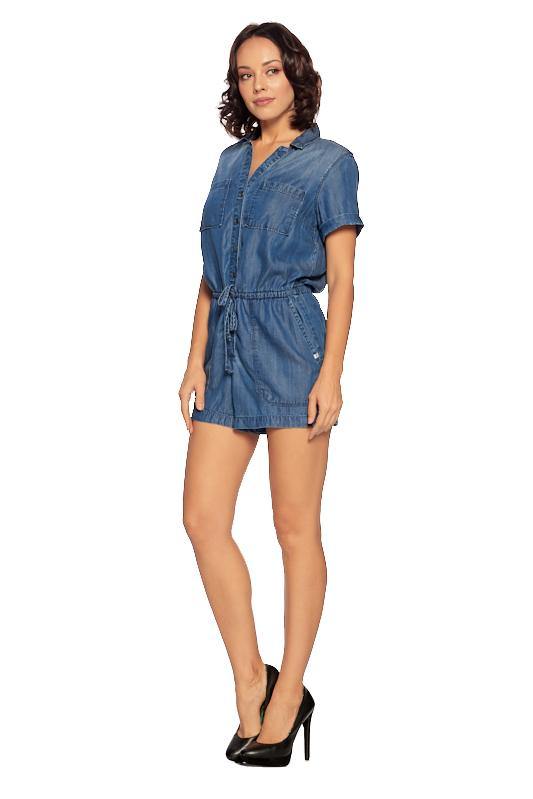 Chambray Utility Short Sleeve Romper