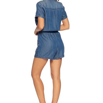 Chambray Utility Short Sleeve Romper