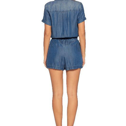 Chambray Utility Short Sleeve Romper