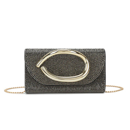 Black Crystal Embellished Evening Clutch Bag