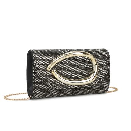 Black Crystal Embellished Evening Clutch Bag