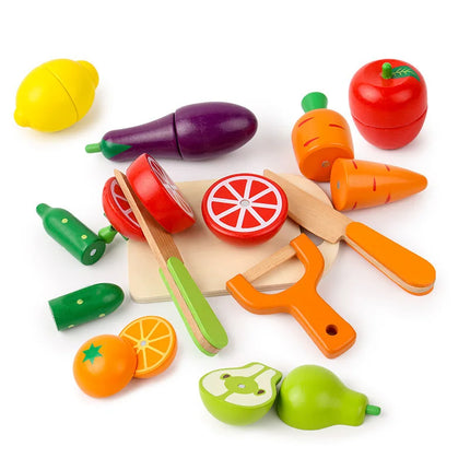 Wooden Cutting Fruits and Vegetables Pretend Play Set