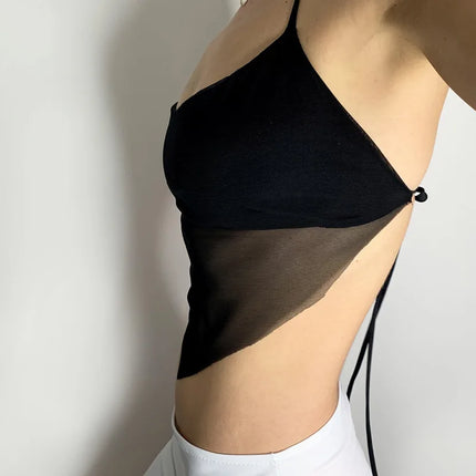 Women's Mesh Halter Crop Top