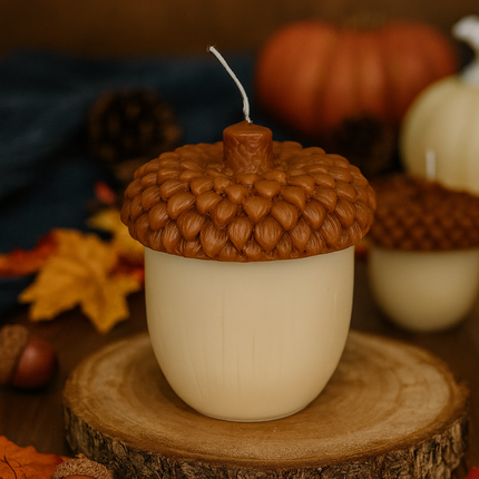 Handmade Acorn Candle – Rustic Fall Decor