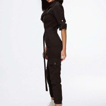 Black Relaxed Overall Romper