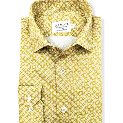 Men’s Yellow Diamond Print Shirt