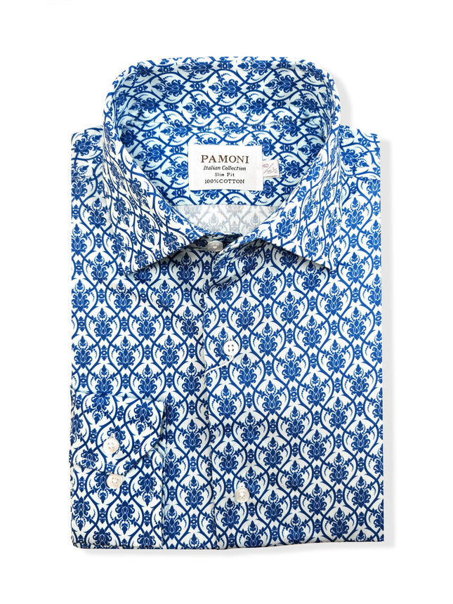 Men’s Blue Floral Print Shirt