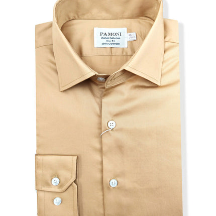 Beige Slim Fit Cotton Shirt