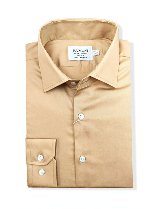 Beige Slim Fit Cotton Shirt