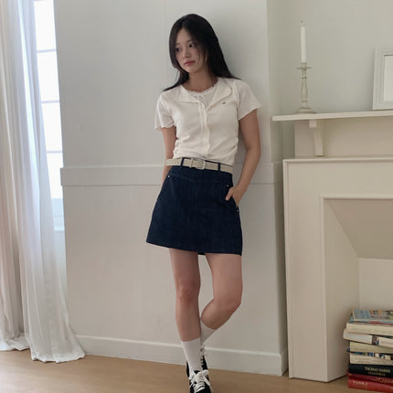 [TWEE] Poiner Layered Ribbed Short-Sleeve T-Shirt