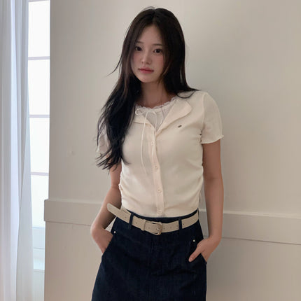 [TWEE] Poiner Layered Ribbed Short-Sleeve T-Shirt