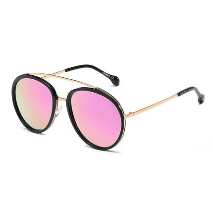 Polarized Round Brow-Bar Sunglasses