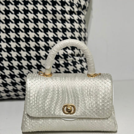 Genuine Python Skin Leather Top Handle Cross Body Bags