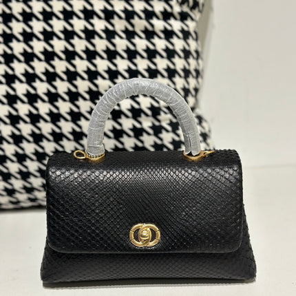 Genuine Python Skin Leather Top Handle Cross Body Bags