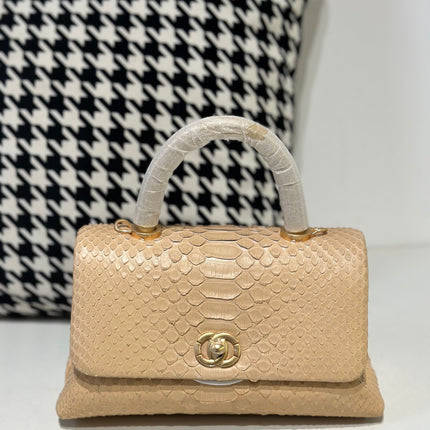 Genuine Python Skin Leather Top Handle Cross Body Bags