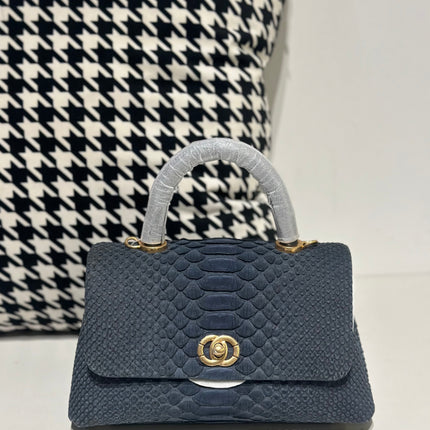 Genuine Python Skin Leather Top Handle Cross Body Bags