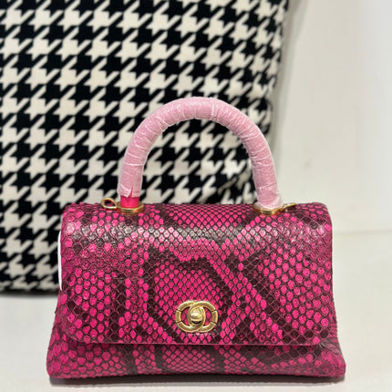 Genuine Python Skin Leather Top Handle Cross Body Bags