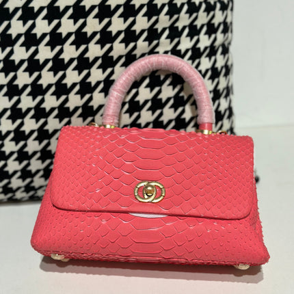 Genuine Python Skin Leather Top Handle Cross Body Bags