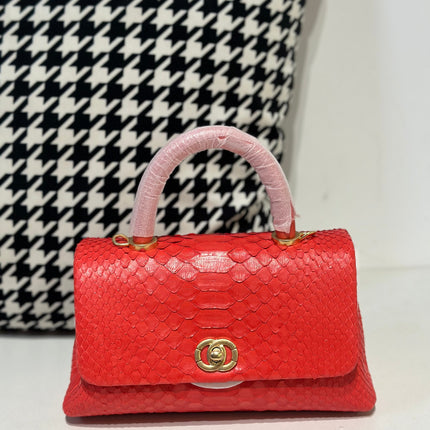 Genuine Python Skin Leather Top Handle Cross Body Bags