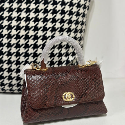 Genuine Python Skin Leather Top Handle Cross Body Bags