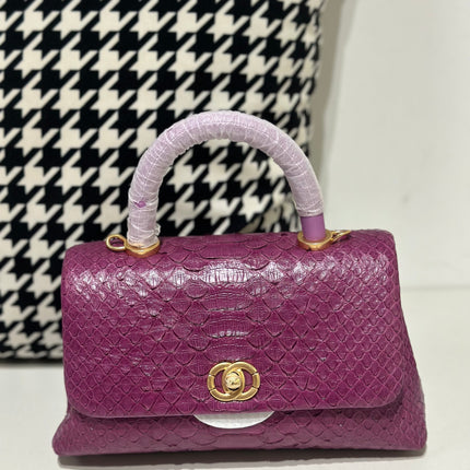 Genuine Python Skin Leather Top Handle Cross Body Bags