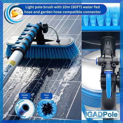 IGADPole 5m (17ft) Telescopic Window Cleaning Pole Kit with Water-Fed Brush, Squeegee & Cobweb Duster